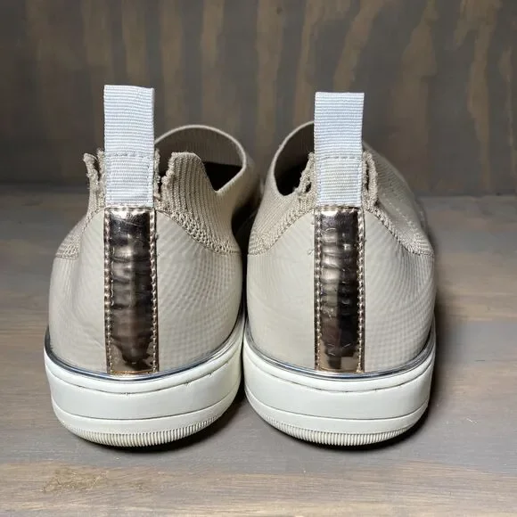 Johnston & Murphy Beige Cream Gold Slip On Casual Shoes Sneakers Womens Size 8 M - Picture 4 of 10